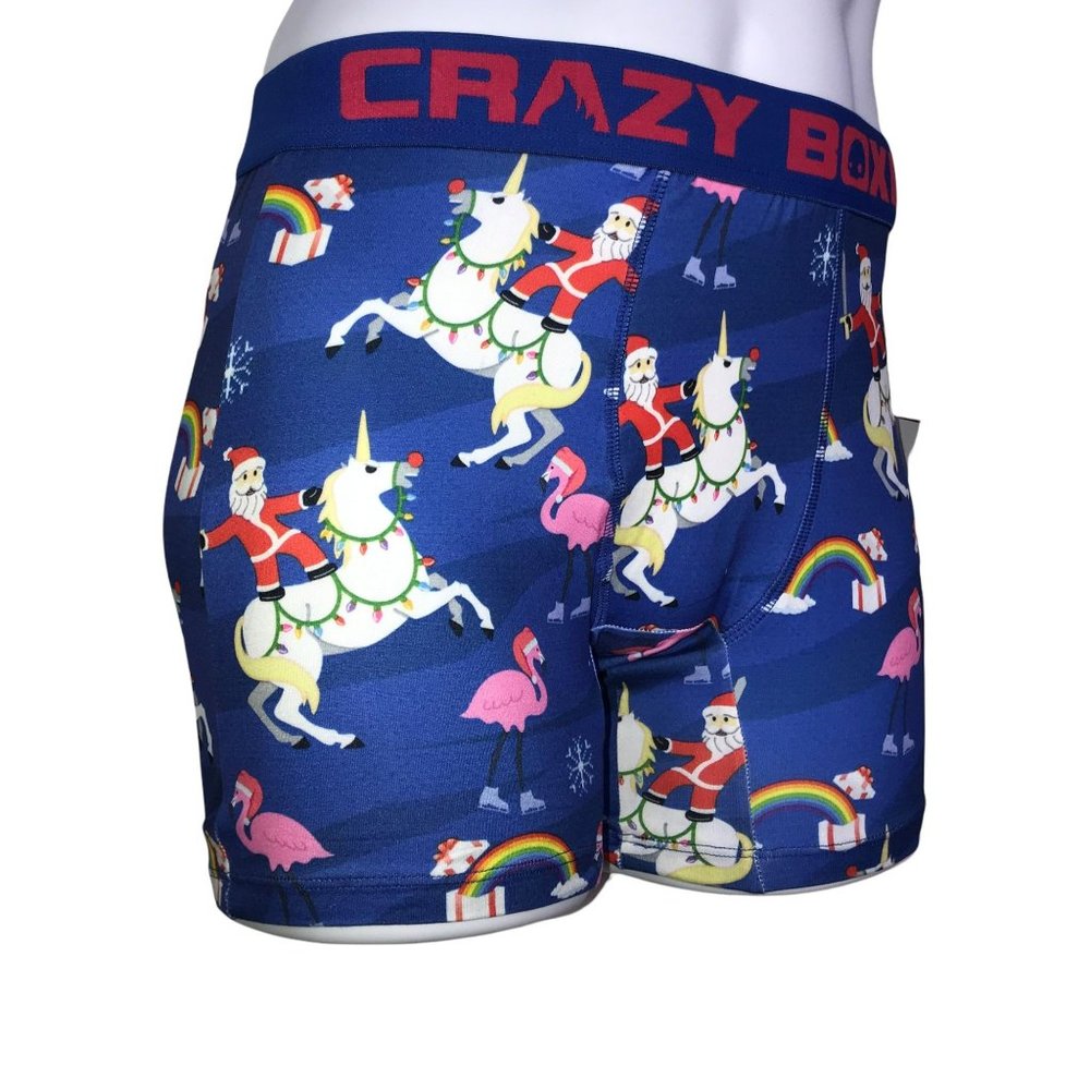 NWT Crazy Boxer 2 Pack Funny Santa Riding Unicorn Christmas Holiday Underwear S - Picture 3 of 10